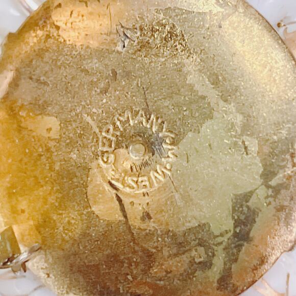 Vintage Stamped West Germany White Gold Tone Glass Bead Cluster Clip Earrings - Picture 9 of 13